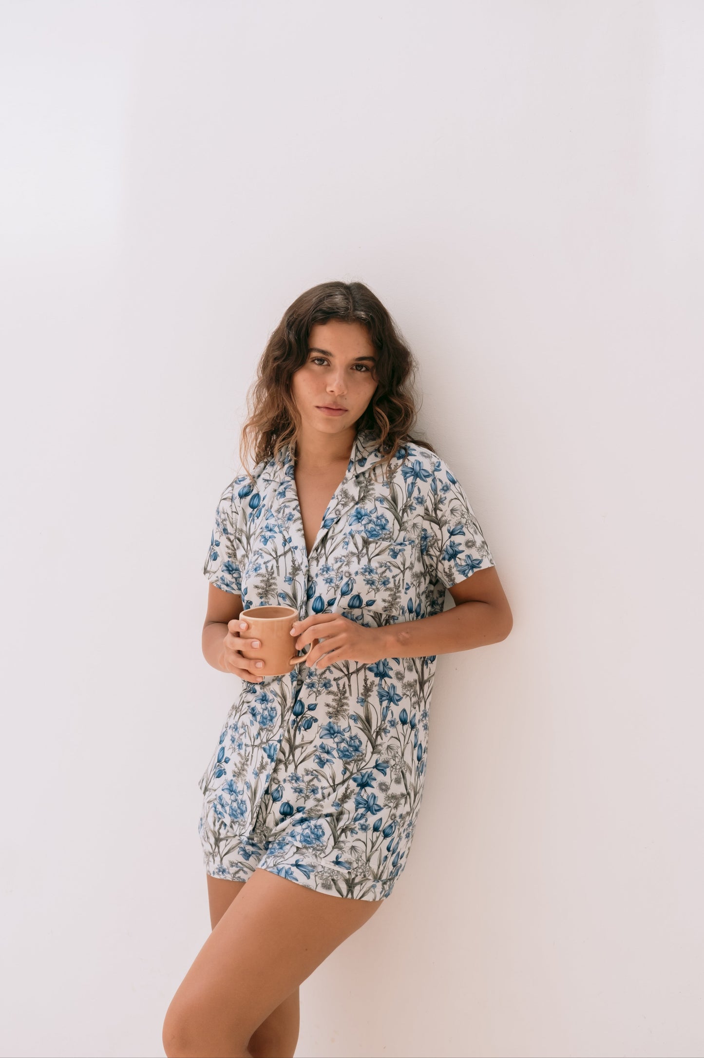 Blue Flora Bamboo pajama set