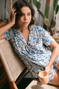 Blue Flora Bamboo pajama set