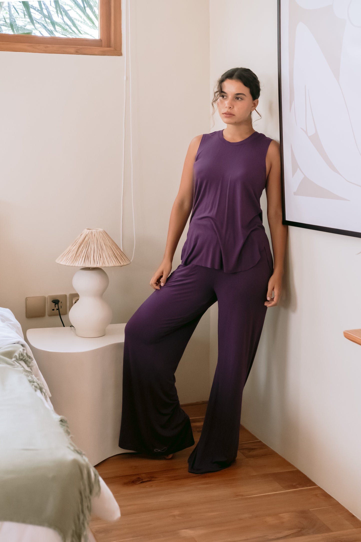 Plum Bamboo long loungewear set