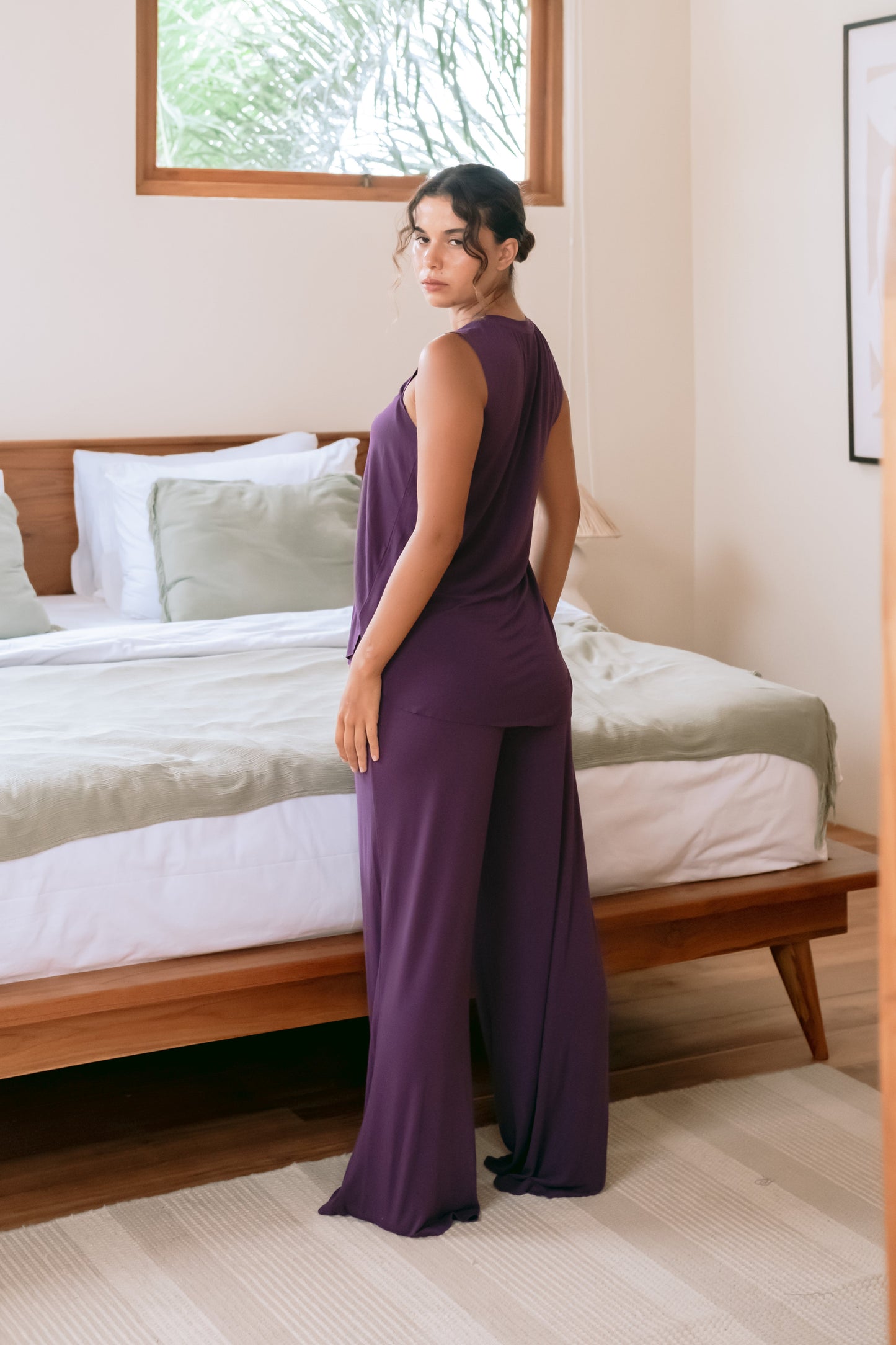 Plum Bamboo long loungewear set