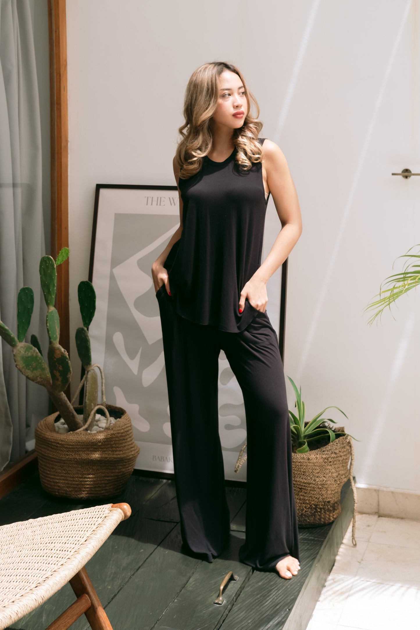 Coal Bamboo long loungewear set