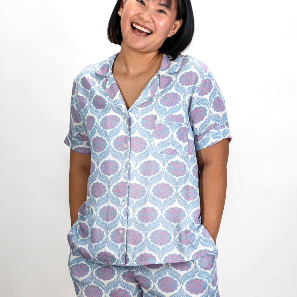 
                  
                    Block Lotus Satin Pajama Set
                  
                