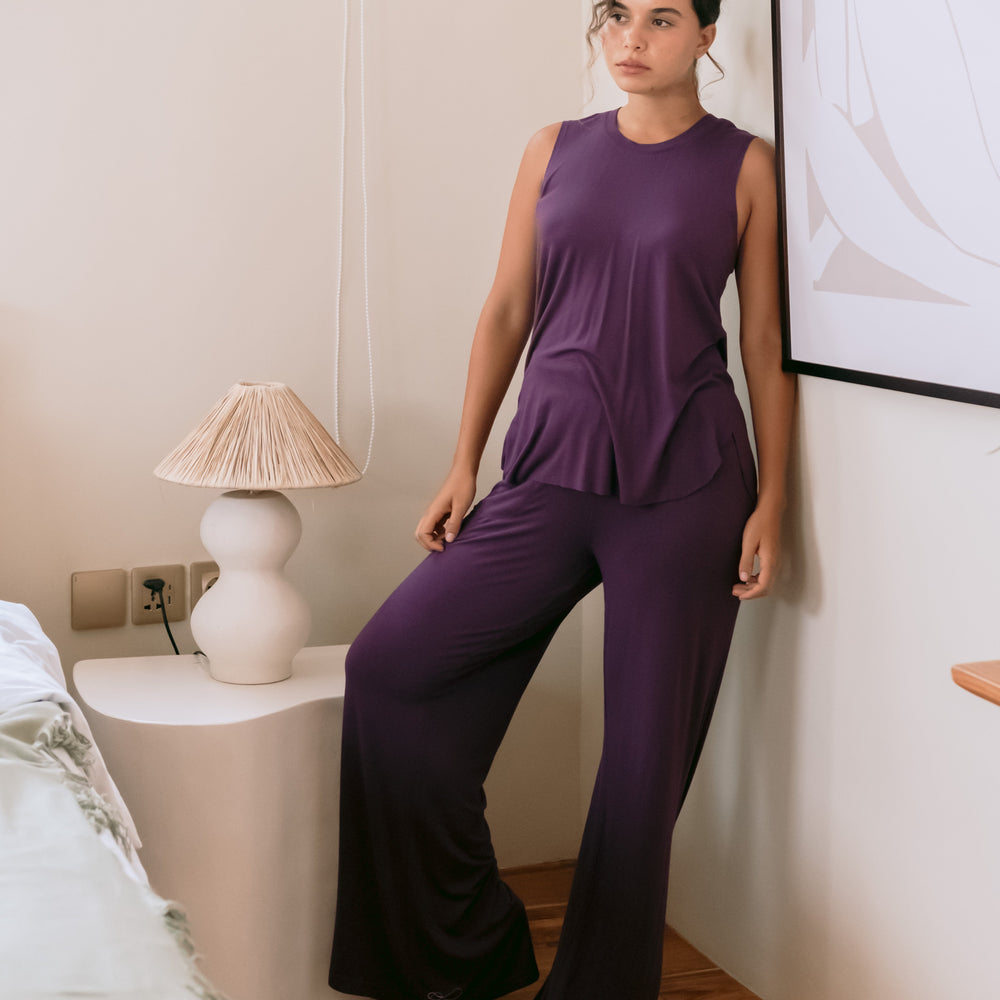 
                  
                    Plum Bamboo long loungewear set
                  
                